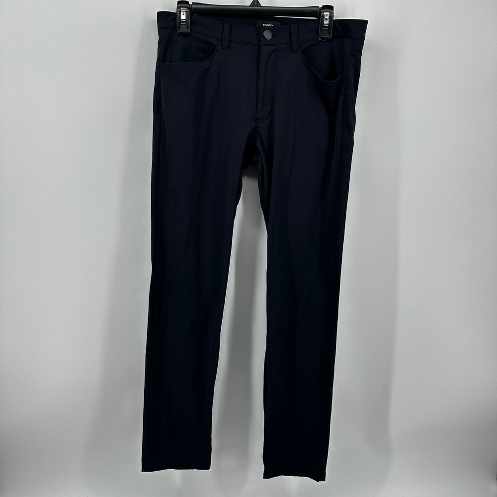 Theory Raffi JE N Z Neoteric Pants Mens 32 Navy Blue Slim Fit Technical Trousers